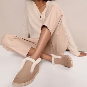 Ankle Boots Cow Suede Leather Natural Fur